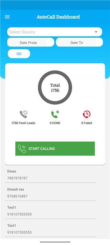 VSCRM lead report with call and follow-up context